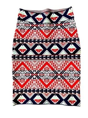 BCBG MAXAZRIA Starr Peruvian Patchwork Jacquard Skirt